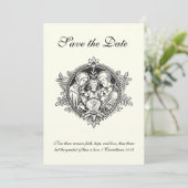 Katholische Elegant Elfenbeinheilige Familie Save Save The Date (Stehend Vorderseite)
