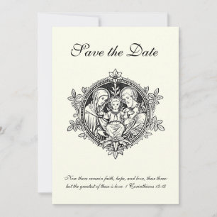 Katholische elegante elfenbeinfarbene Heilige Fami Save The Date