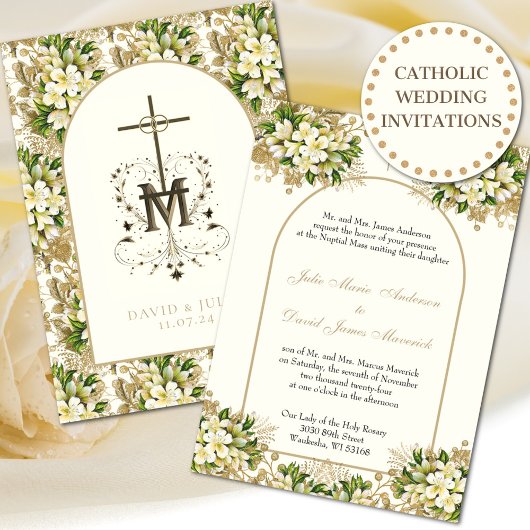 Katholische Elegante Hochzeit Einladung
