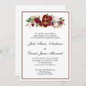 Katholische Elegante religiöse Rose Hochzeit Einladung (Vorne/Hinten)