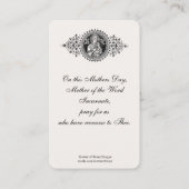 Katholische Erinnerungs-heilige Karte der Mutter (Rückseite)