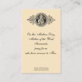 Katholische Erinnerungs-heilige Karte der Mutter (Rückseite)