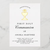 Katholische Erste Heilige Kommune Gold Foil Chalic Folieneinladung (Vorderseite)