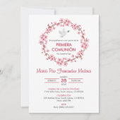 Katholische Erste Heilige Kommune Spanisch Rosa Bl Einladung (Vorderseite)