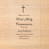 Katholische erste heilige Kommunion einfache minim Acryleinladungen (Vorderseite)
