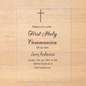 Katholische erste heilige Kommunion einfache minim Acryleinladungen (Vorderseite)