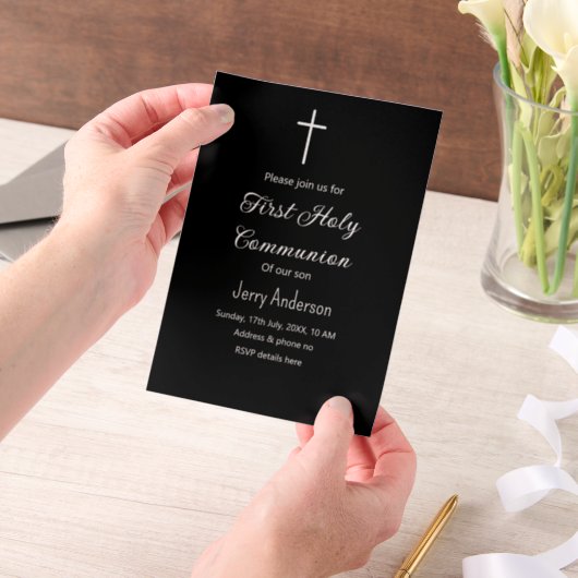 Katholische erste heilige Kommunion einfache minim Pergament Einladungen (Handgehalten)