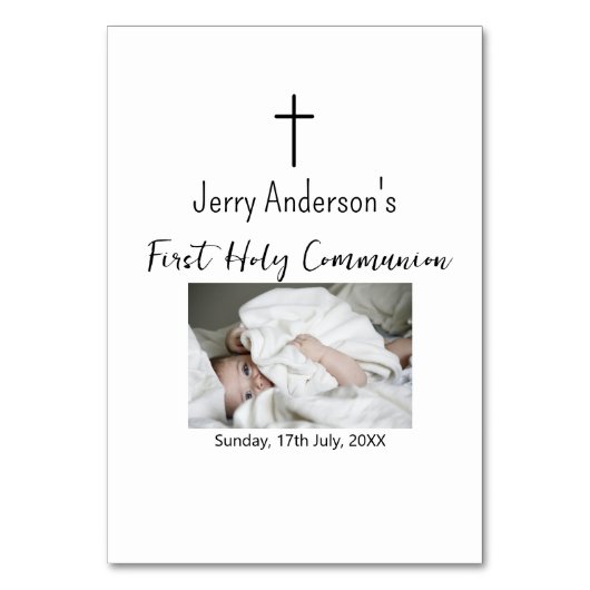 Katholische erste heilige Kommunion einfache QR mi Tischnummer (Vorderseite)