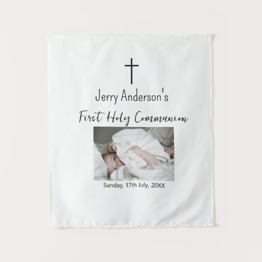 Katholische erste heilige Kommunion einfache QR mi Wandteppich (Vorderseite)