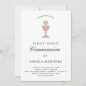 Katholische Erste Kommune Dusty Pink White Einladung (Vorderseite)