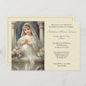 Katholische Erste Kommune Girl Floral Einladung (Vorne/Hinten)