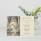 Katholische Erste Kommune Girl Floral Einladung (Stehend Vorderseite)