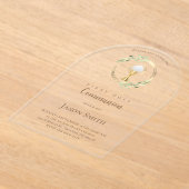 Katholische erste Kommune Goldkreis grüne Blätter Acryleinladungen (Ablage )