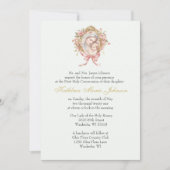 Katholische Erste Kommune Mary Jesus Pink Einladung (Vorderseite)