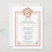 Katholische Erste Kommune Mary Jesus Pink Einladung (Vorderseite)