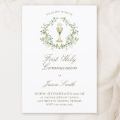 Katholische erste kommunion chalice grün Wappen Einladung