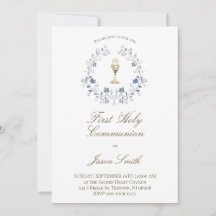 Katholische erste Kommunion Chalier elegant blau