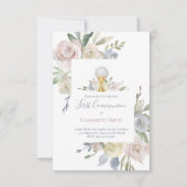 Katholische Erste Kommunion delikate Blume Bouquet Einladung (Vorderseite)