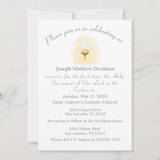Katholische Erstkommune Einladung (Vorderseite)