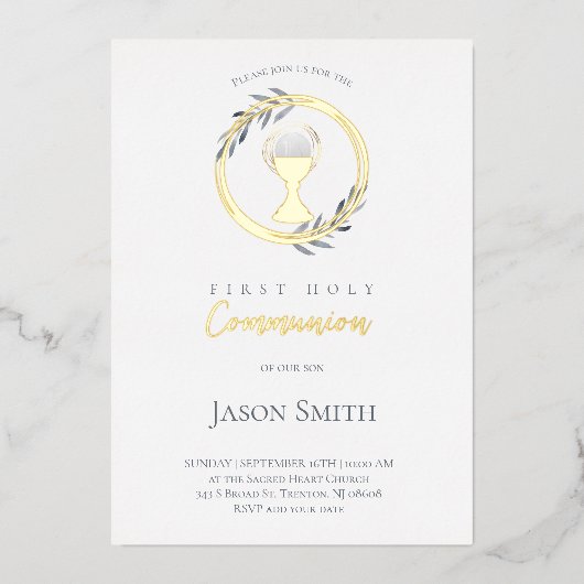 Katholische Erstkommune Folieneinladung (Vorderseite)