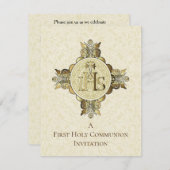 Katholische Eucharistin Erste Heilige Kommune Einl Einladung (Vorne/Hinten)