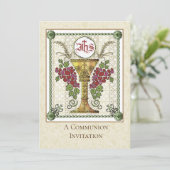 Katholische Eucharistin Erste Heilige Kommune Einl Einladung (Stehend Vorderseite)