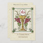 Katholische Eucharistin Erste Heilige Kommune Einl Einladung (Vorne/Hinten)