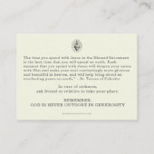 Katholische Eucharistische Bewunderung Jesus Ernen Visitenkarte (Rückseite)