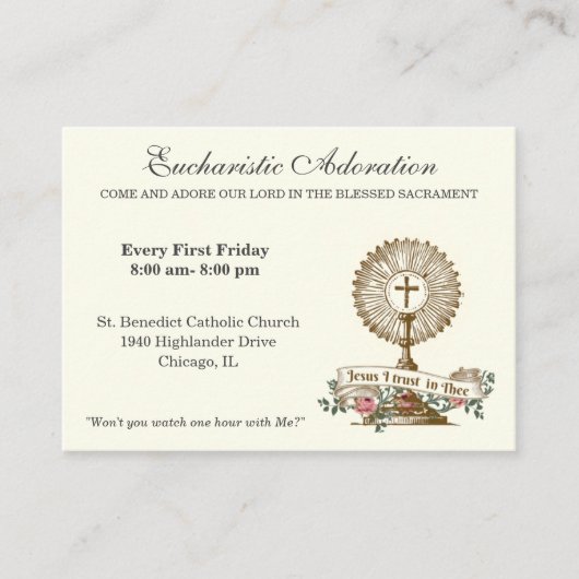 Katholische Eucharistische Bewunderung Jesus Gebet Begleitkarte (Vorderseite)