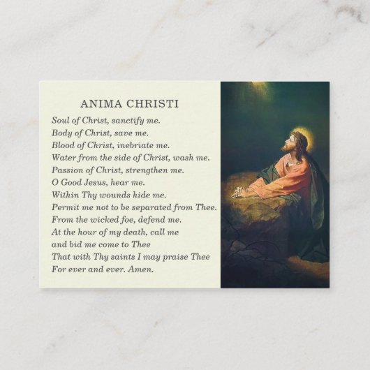 Katholische Eucharistische Bewunderung Jesus Gebet Visitenkarte (Rückseite)