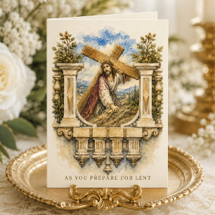 Katholische Fastenkarte Jesus trägt das Kreuz Karte