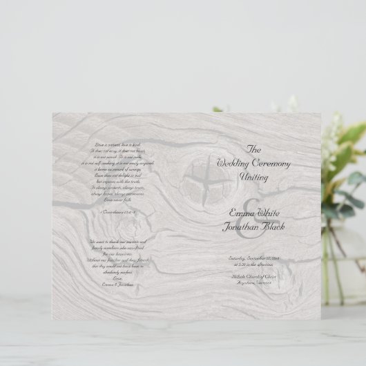 Katholische Feier Hochzeitsprogramm für Holz (Stehend Vorderseite)
