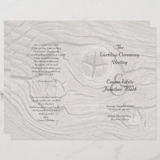 Katholische Feier Hochzeitsprogramm für Holz (Vorne/Hinten)