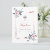 Katholische Frau Taufe Blumengestalt Einladung (Stehend Vorderseite)