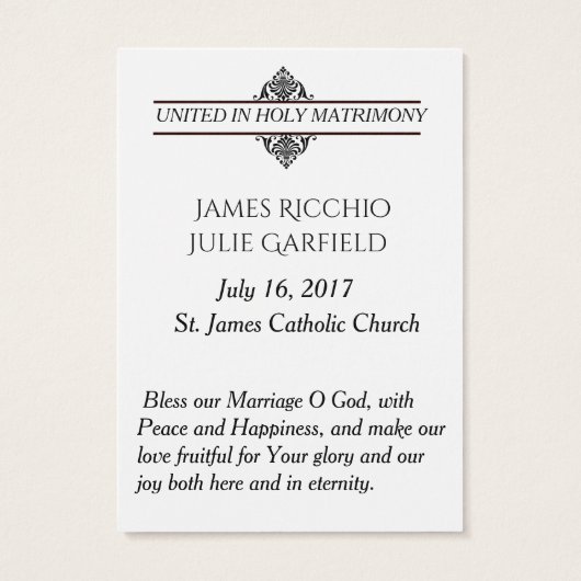 Katholische Gastgeschenk Hochzeit Braut Groom Heil (Rückseite)