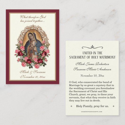 Katholische Gastgeschenk Hochzeit Guadalupe Visitenkarte (Vorne/Hinten)