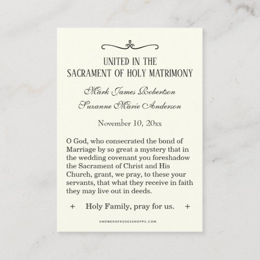 Katholische Gastgeschenk Hochzeit Guadalupe Visitenkarte (Rückseite)