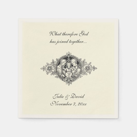Katholische Gastgeschenk Hochzeit Heilige Familie Serviette (Vorderseite)