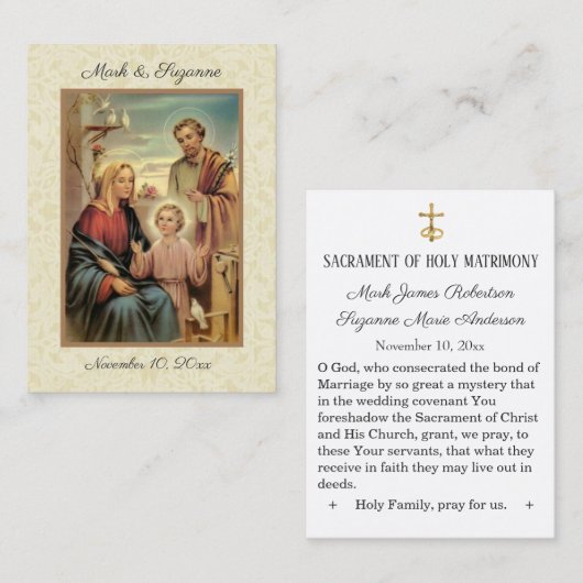 Katholische Gastgeschenk Hochzeit Heilige Familie Visitenkarte (Vorne/Hinten)