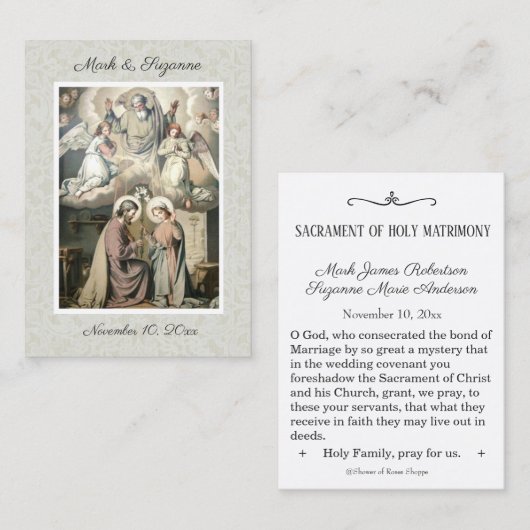 Katholische Gastgeschenk Hochzeit Heilige Familie Visitenkarte (Vorne/Hinten)