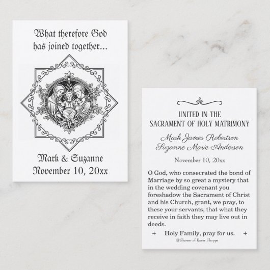 Katholische Gastgeschenk Hochzeit Heilige Familie Visitenkarte (Vorne/Hinten)