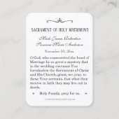 Katholische Gastgeschenk Hochzeit Heilige Familien Visitenkarte (Rückseite)