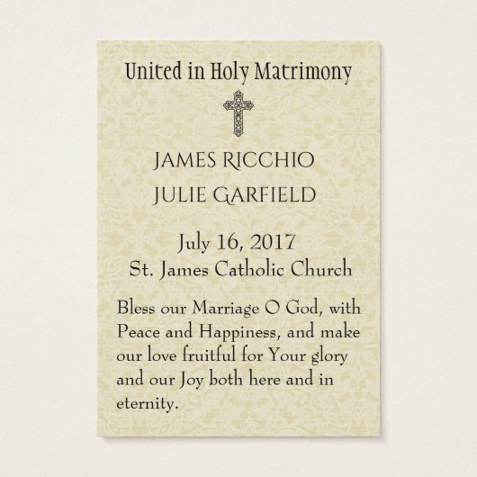 Katholische Gastgeschenk Hochzeit Heiliger Kartenb (Rückseite)