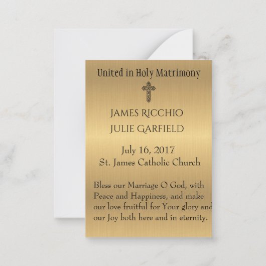 Katholische Gastgeschenk Hochzeit Heiliger Kartenb Mitteilungskarte (Rückseite)