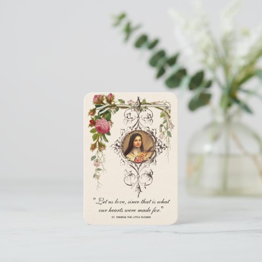 Katholische Gastgeschenk Hochzeit St. Therese Visitenkarte (Stehend Vorderseite)
