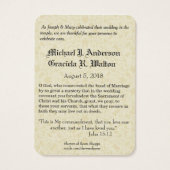 Katholische Gastgeschenke Hochzeiten Heilige Karte (Rückseite)