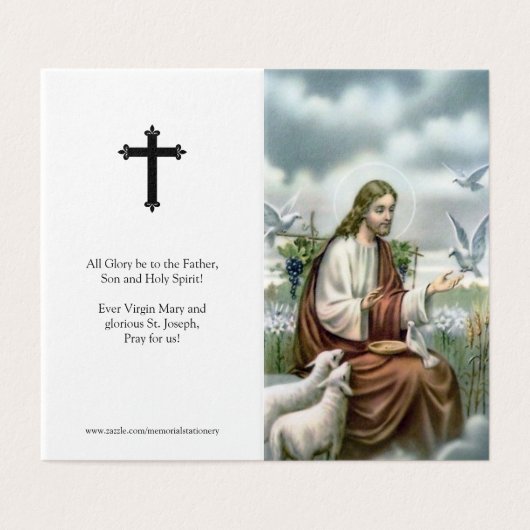 Katholische Gebetskarte | Jesus mit den Tauben (Außenseite Aufgefaltet)