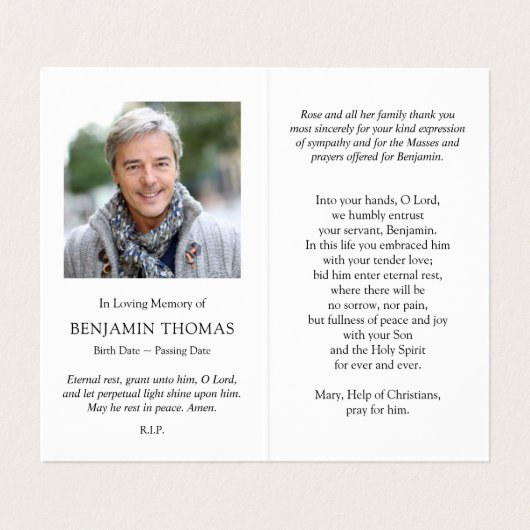 Katholische Gebetskarte | Jesus mit Tauben Visitenkarten (Innenseite Aufgefaltet)