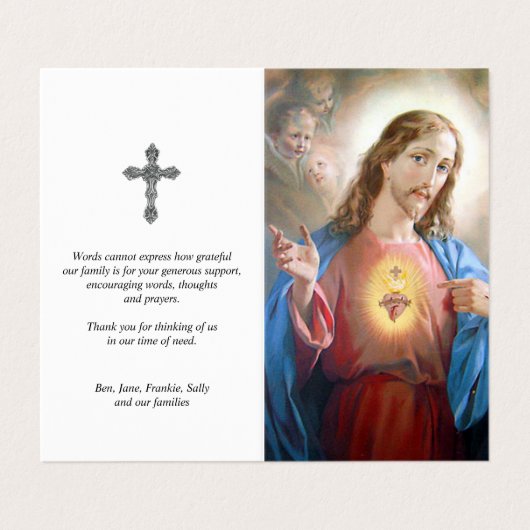 Katholische Gebetskarte | Sacred Heart Visitenkarten (Außenseite Aufgefaltet)