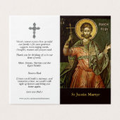 Katholische Gebetskarte | St Justin Martyr (Außenseite Aufgefaltet)